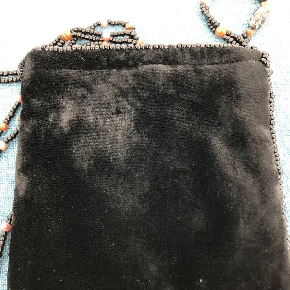 Velvet Black Beaded Colorful Butterfly Mini Cross-shoulder Pouch Y2K Retro - Picture 6 of 15